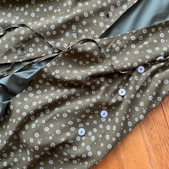 Olive Polka Dot Midi Dress - Picture 4 of 6